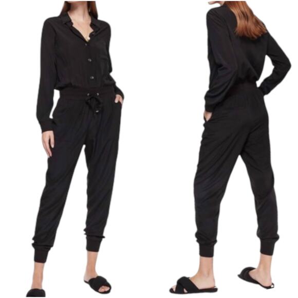 Cami NYC NWT Ibai Jumpsuit Black Size XS Soft Stretch Silk Tapered Elastic Waist